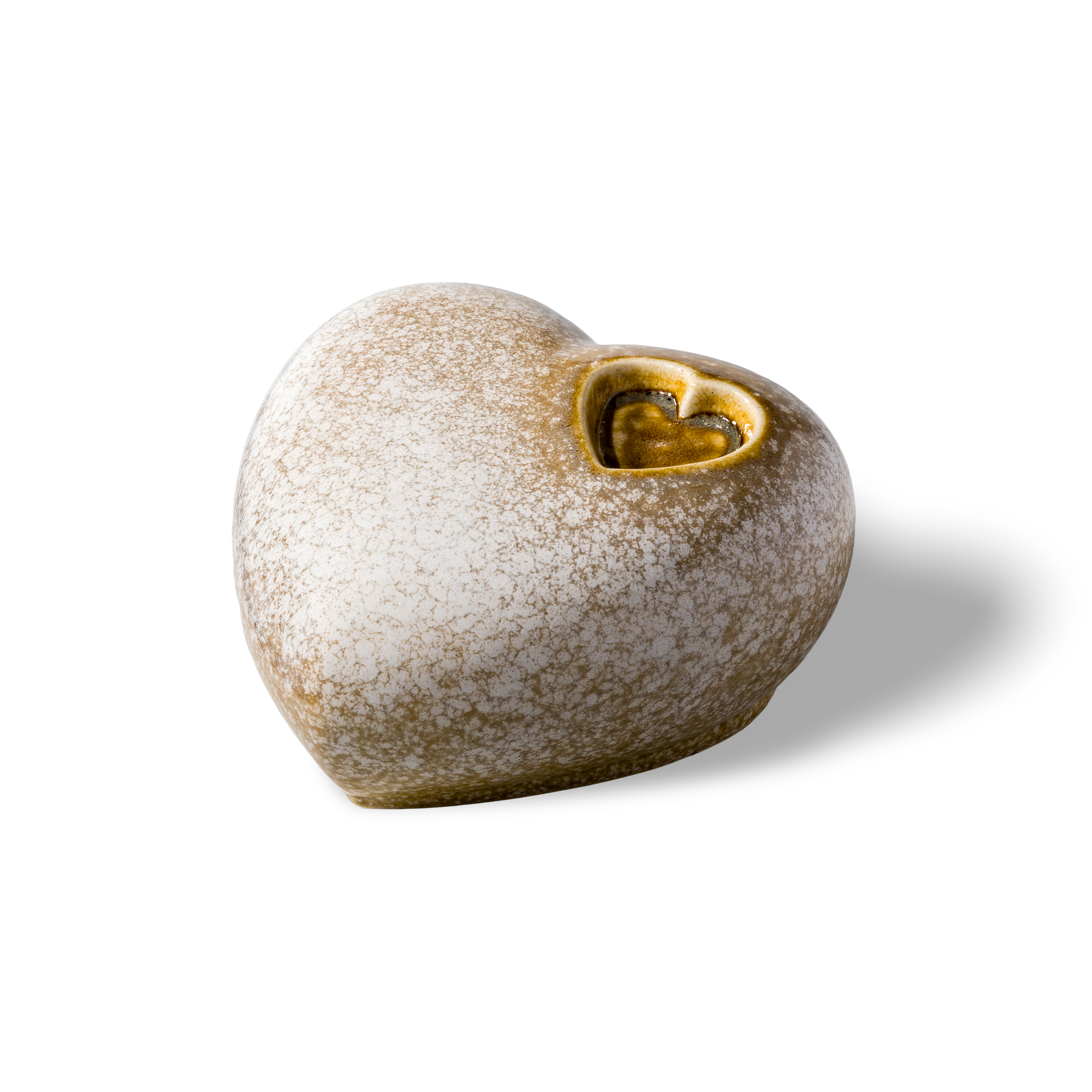 Sand speckle Big Heart Double ceramic pet urn, 800 ml