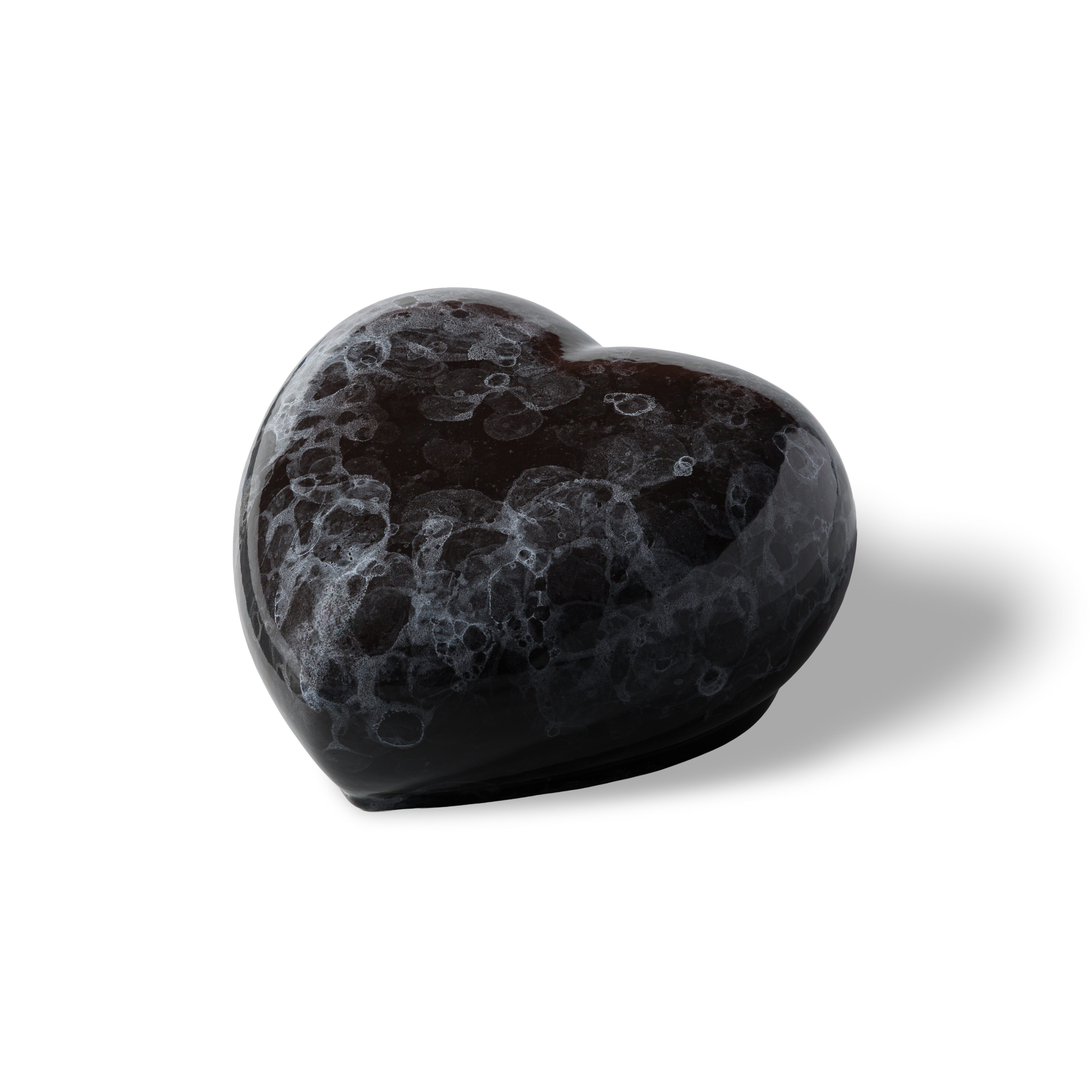 Black marble Big Heart Classic ceramic pet urn, 850 ml