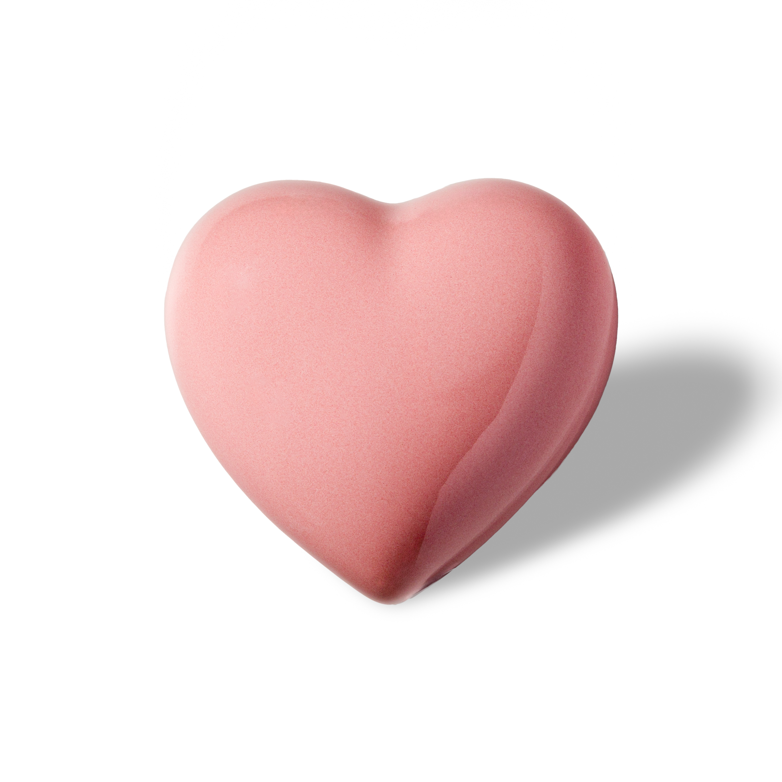 Small heart-shaped ceramic pet keepsake urn in a blush-pink glaze, 50 ml.